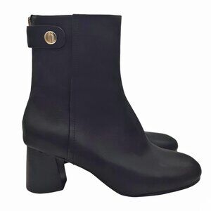 Joie Ramet Black Leather Heel Round Toe Boots SZ 37